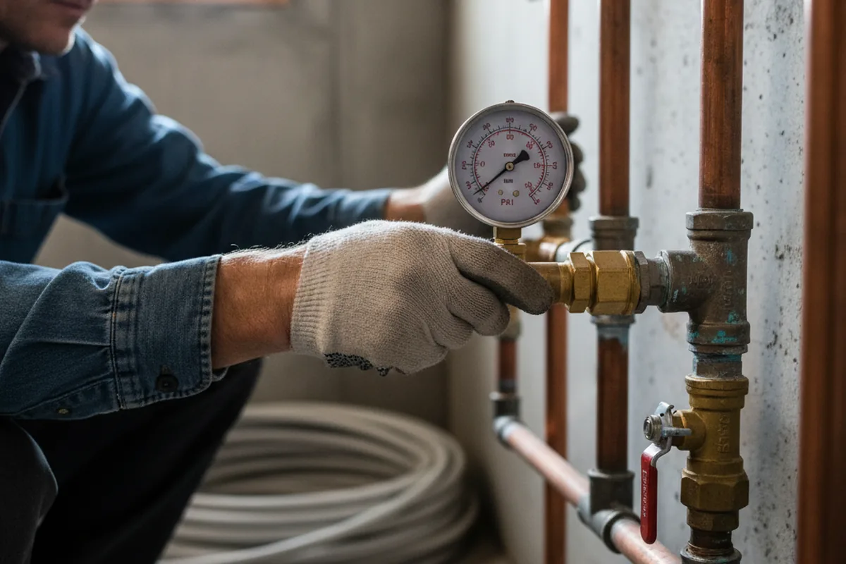 Pressure testing a repaired line during Water Line Repair in Macks Inn